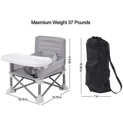 Portable Baby Seat Travel| Compact Fold with Straps for Indoor/Outdoor Use| Great for Camping, Beach, Lawn |Toddlers, Kids, Boys, Girls (Grey)