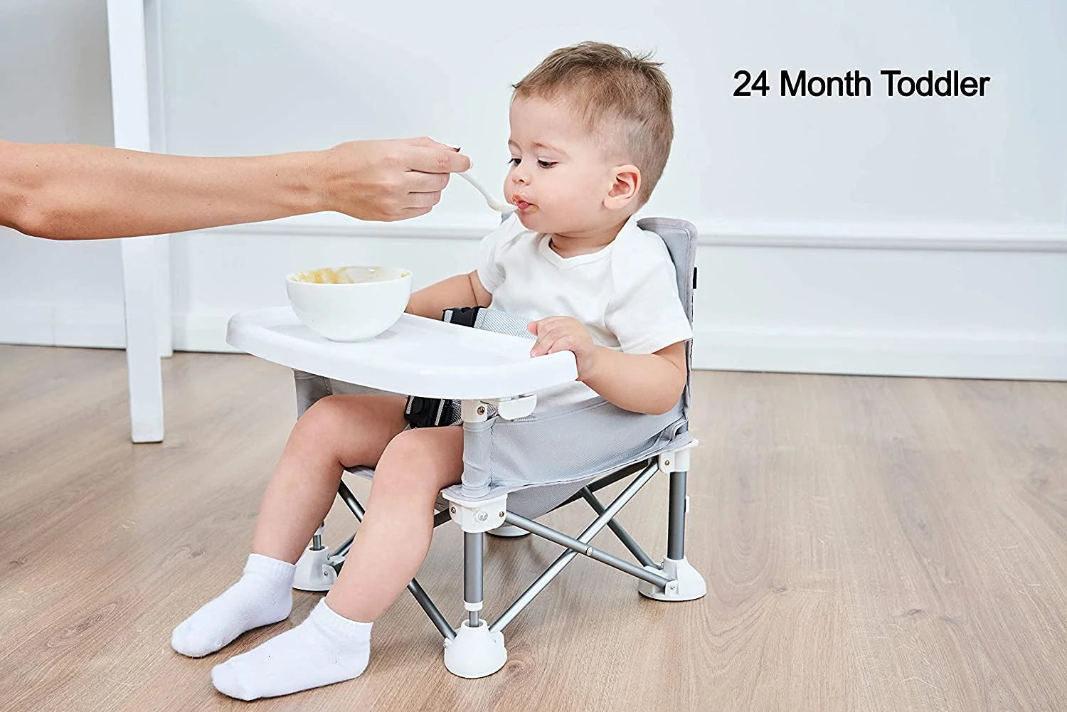 Portable Baby Seat Travel| Compact Fold with Straps for Indoor/Outdoor Use| Great for Camping, Beach, Lawn |Toddlers, Kids, Boys, Girls (Grey)