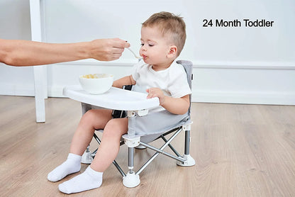 Portable Baby Seat Travel| Compact Fold with Straps for Indoor/Outdoor Use| Great for Camping, Beach, Lawn |Toddlers, Kids, Boys, Girls (Grey)