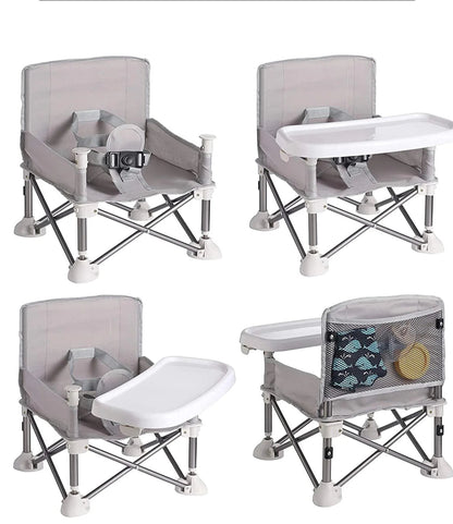 Portable Baby Seat Travel| Compact Fold with Straps for Indoor/Outdoor Use| Great for Camping, Beach, Lawn |Toddlers, Kids, Boys, Girls (Grey)